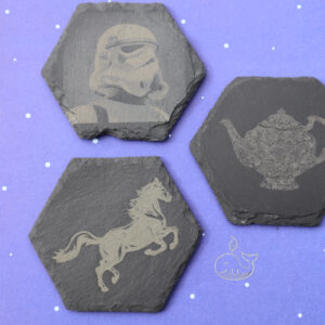 Custom engraved slate coasters